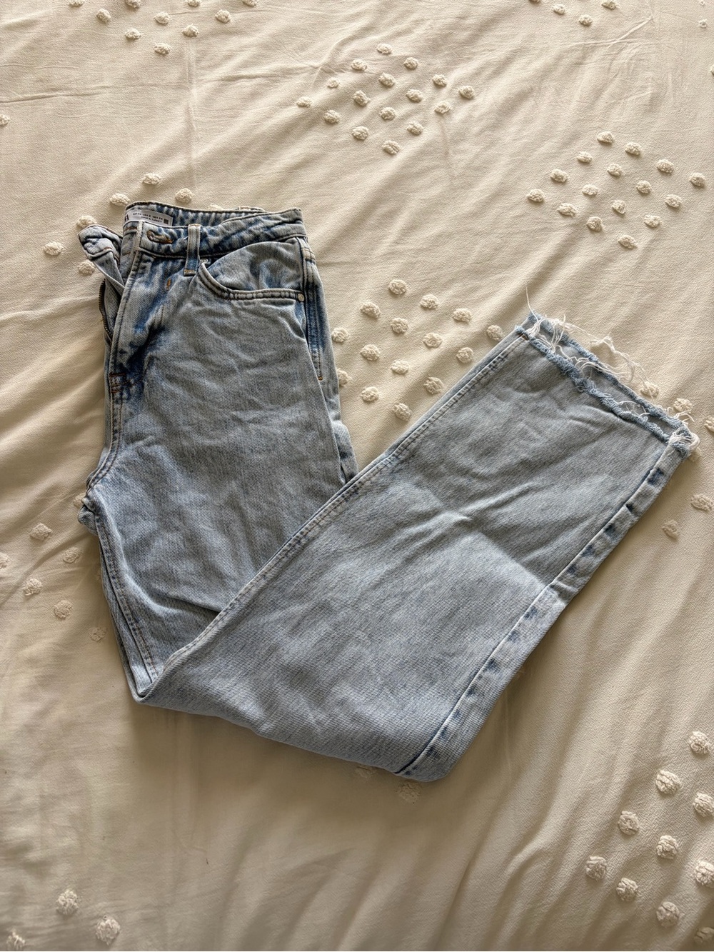 Zara Light Wash Blue High-Rise Straight Leg Jeans